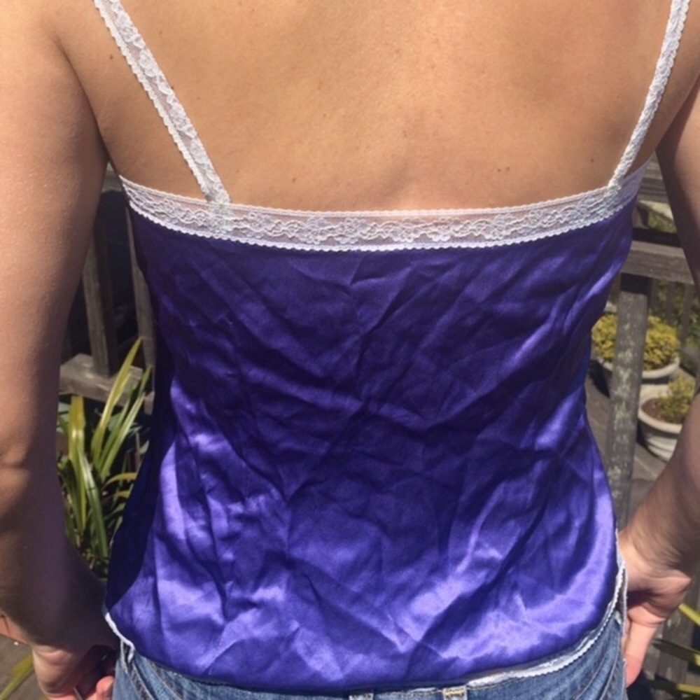 FREE WOMAN 100% Silk and lace camisole, purple, small - Picture 7 of 14